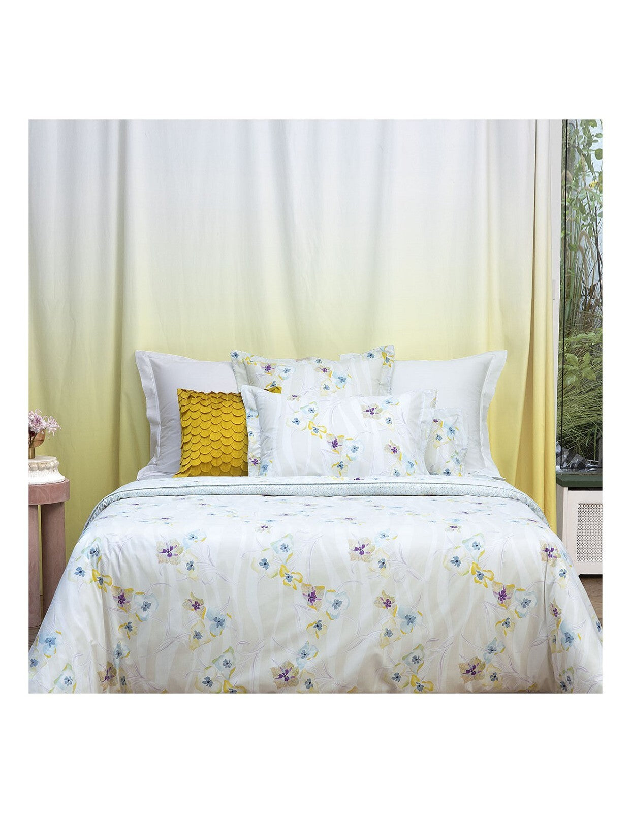 Yves Delorme Ondee King Duvet Multi Floral Print Cotton Percale Reversible NEW7