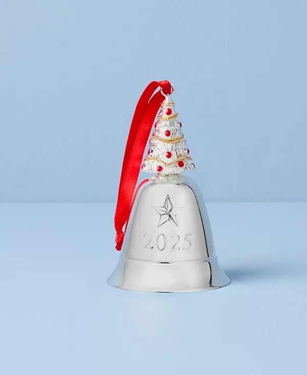 Lenox 2025 Musical Bell Ornament Plays We Wish You A Merry Christmas Silver NEW3