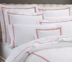 Sferra Grande Hotel King Sham Egyptian Percale White/Berry Double Stitch New2
