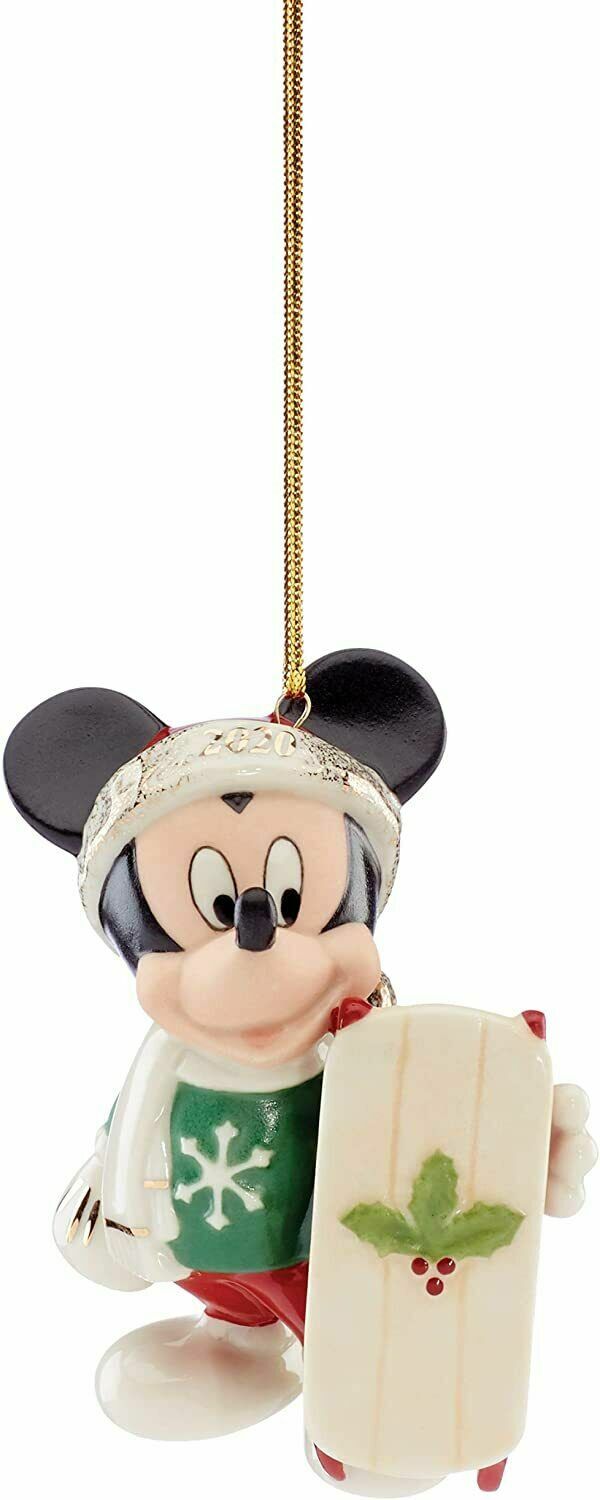 Lenox Disney 2020 Mickey & Minnie Mouse Figurines Ornament Set 2 Let it Snow NEW1