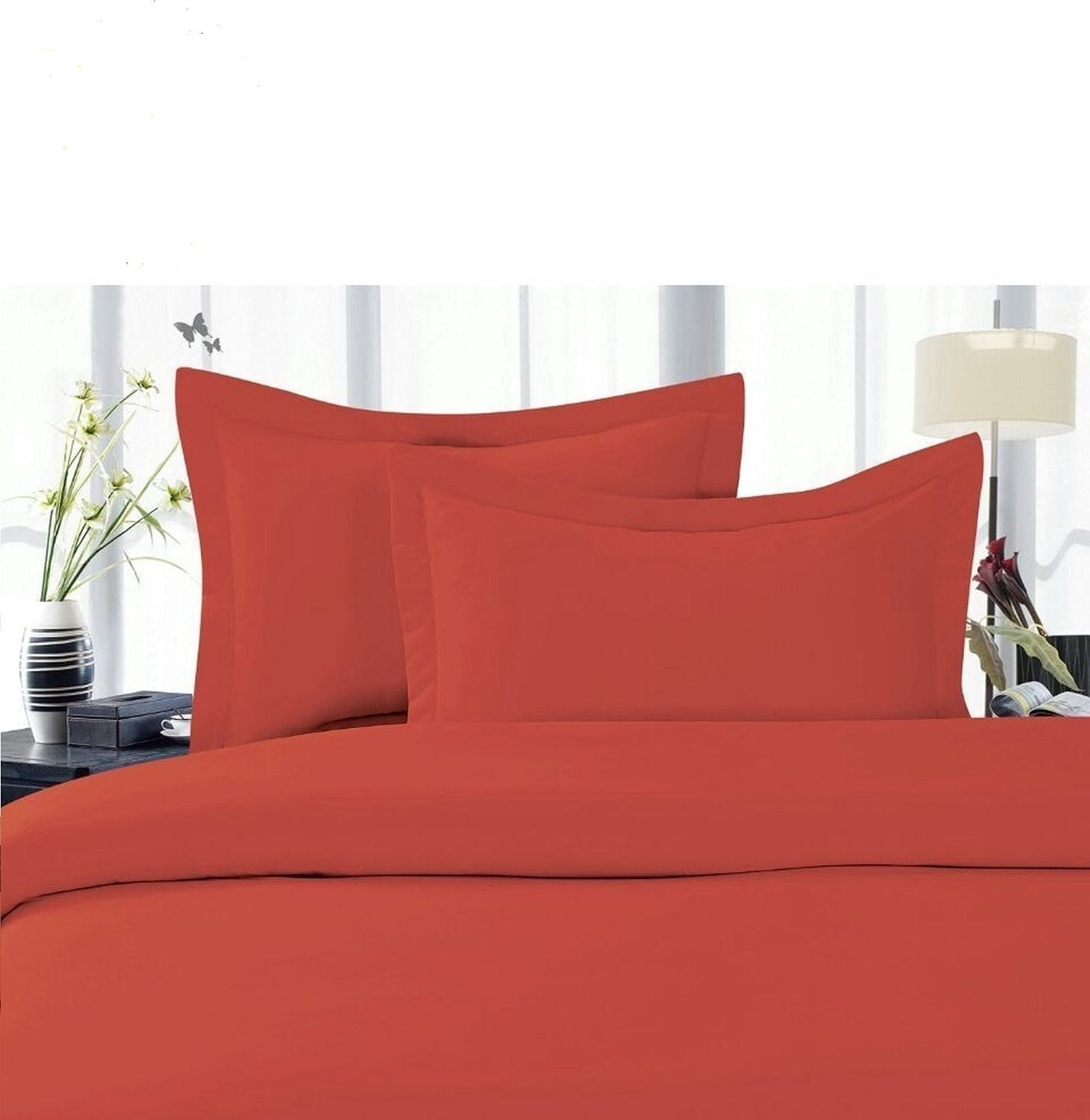 Yves Delorme Triomphe Orange Queen Sheet Set 4PC 100% Egyptian Cotton Sateen NEW4
