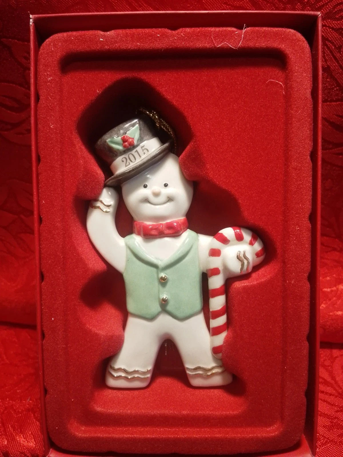 Lenox 2015 Gingerbread Man Ornament Annual Ginger Gent Candy Cane Christmas NEW2