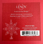 Lenox 2018 Gemmed Snowflake Ornament Annual Red & Black Crystals Christmas NEW5