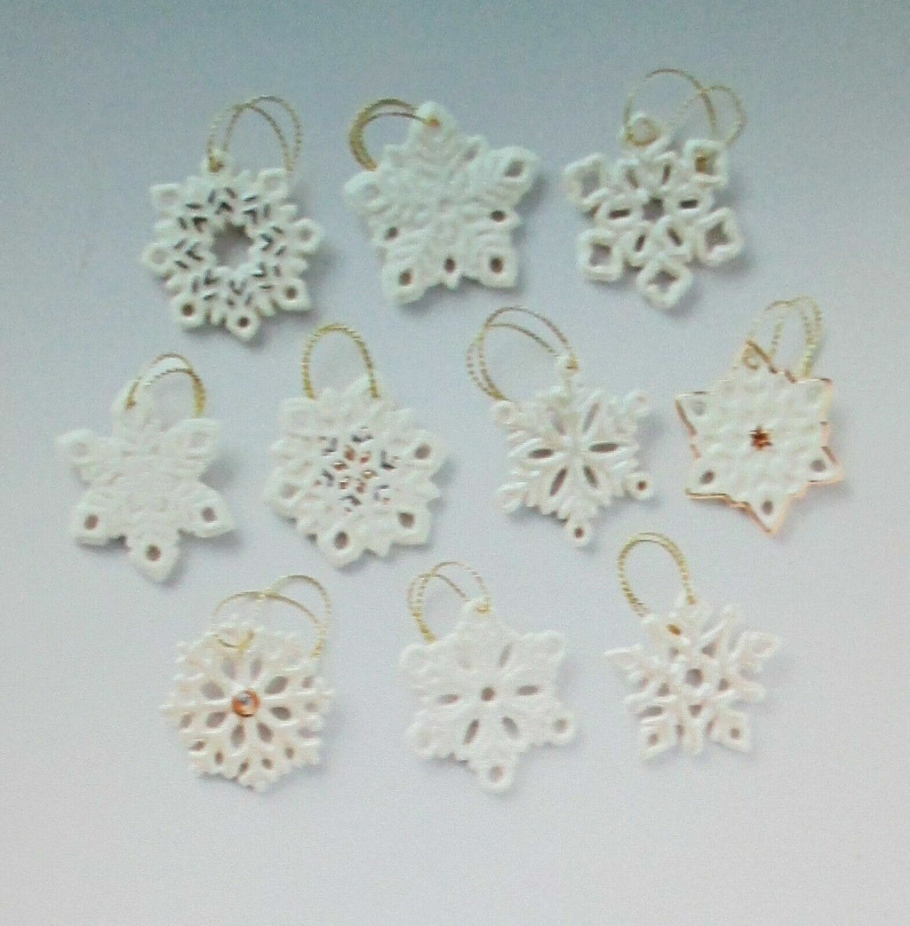 Lenox Snowflake Miniature Tree Ornaments Set Of 10 Winter Christmas New4