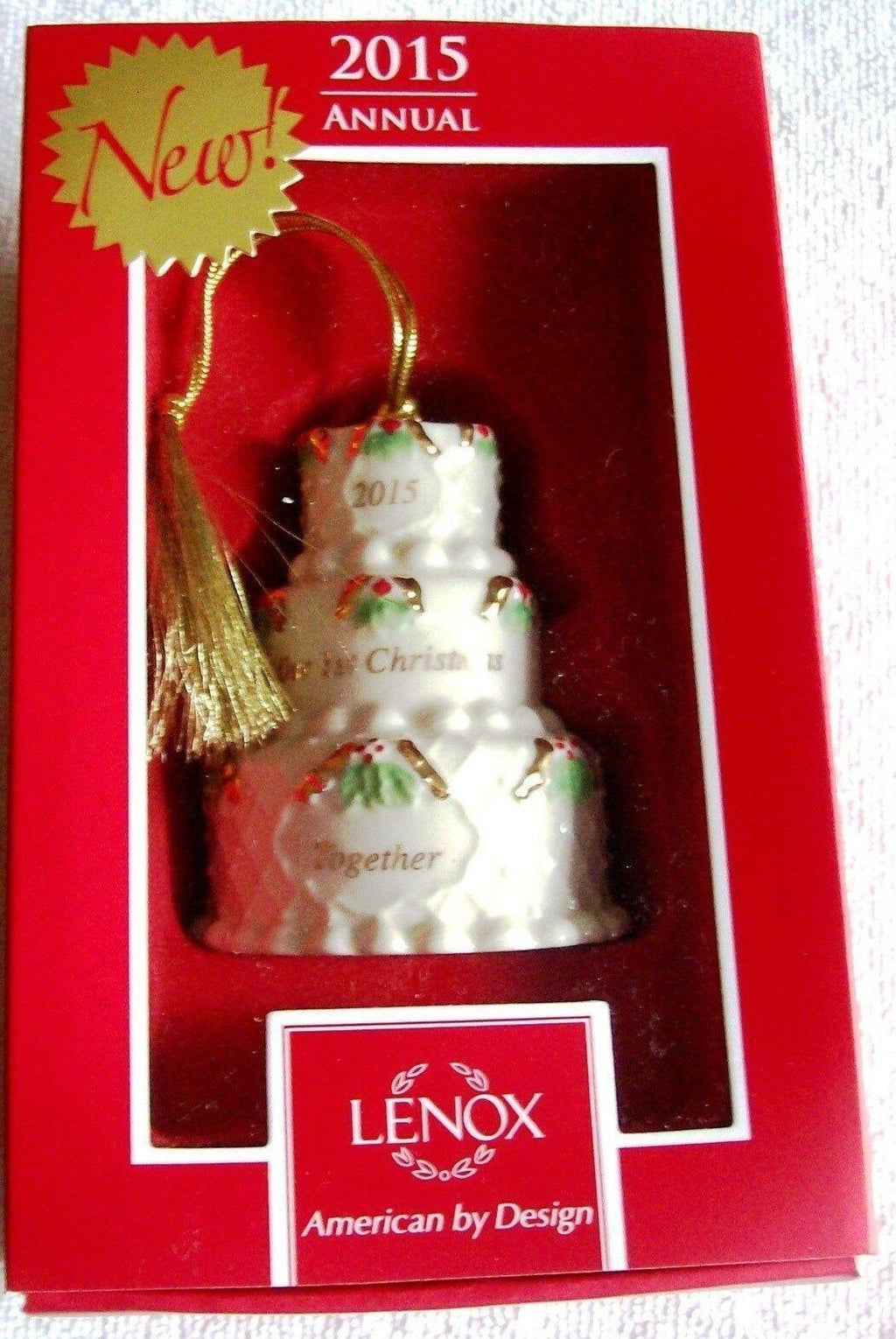 Lenox 2015 Wedding Cake Ornament Our 1st Christmas Together Anniversary Gift NEW2