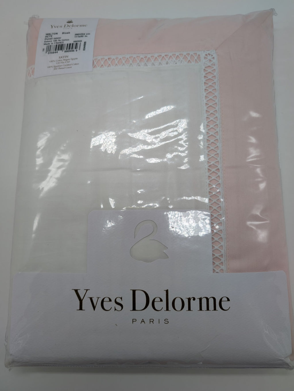 Yves Delorme Walton White  King Duvet Set 3PC  Blush Insert Egyptian Cotton NEW14