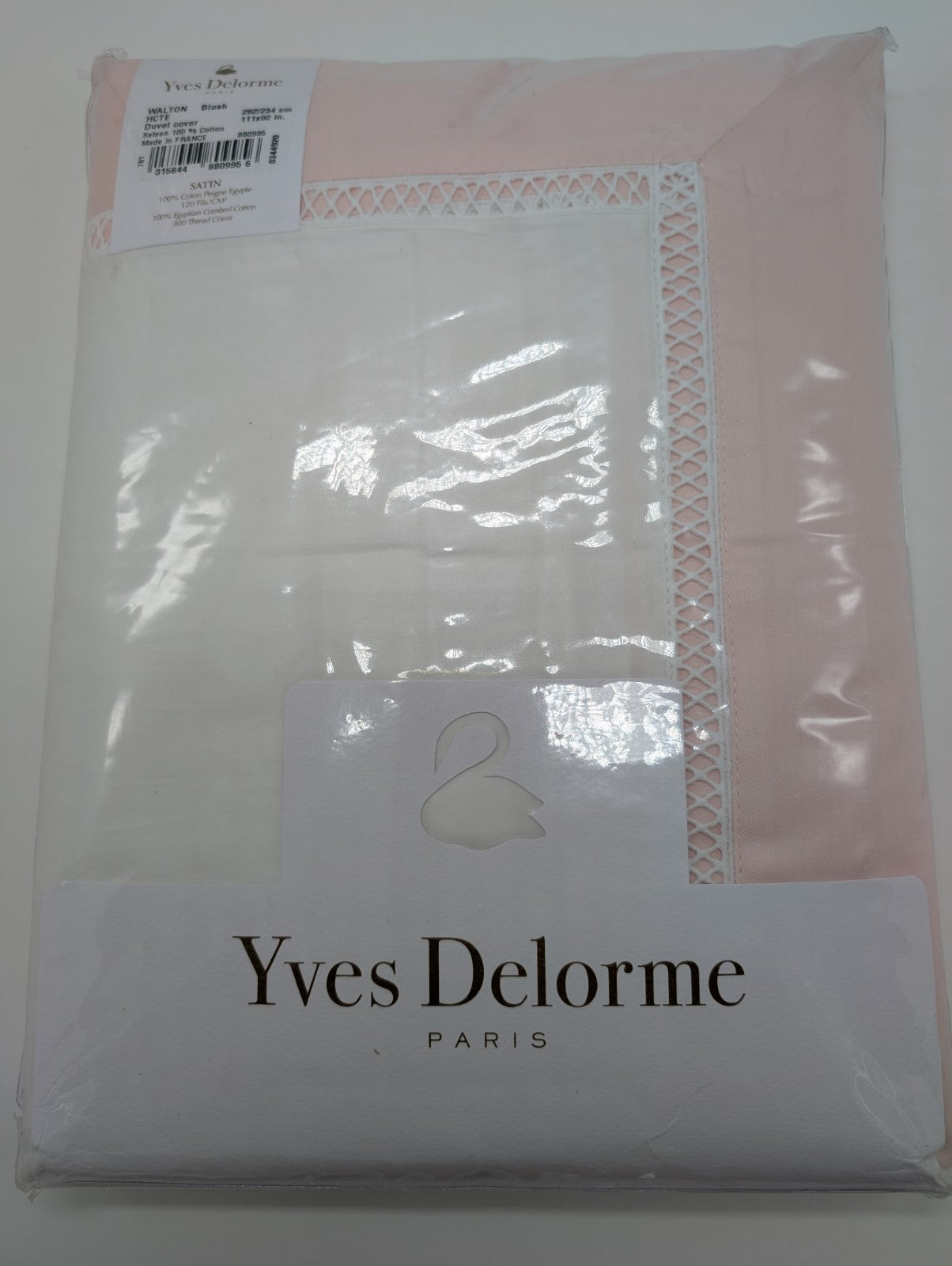 Yves Delorme Walton White  King Duvet Set 3PC  Blush Insert Egyptian Cotton NEW14