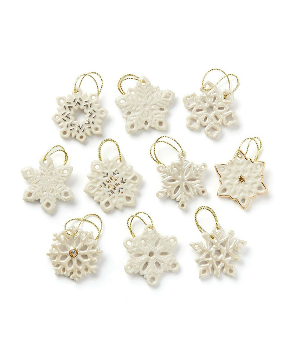 Lenox Snowflake Miniature Tree Ornaments Set Of 10 Winter Christmas New0