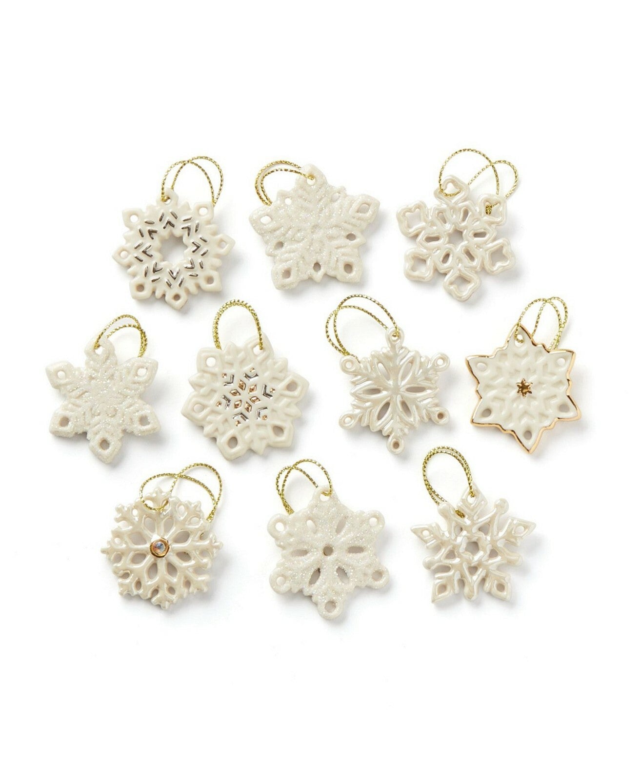 Lenox Snowflake Miniature Tree Ornaments Set Of 10 Winter Christmas New0