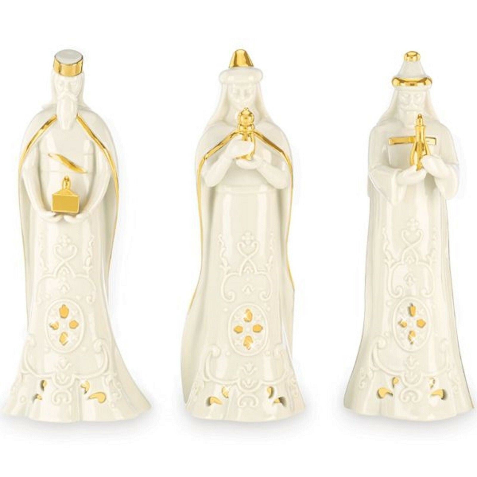 Lenox Divine Light Three Kings Figurines Lighted Nativity Pierced 3 Wise Men NEW1