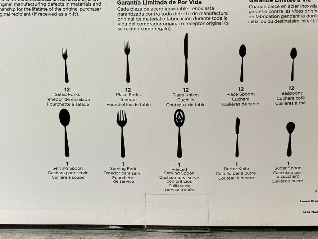 Lenox Sculpt 65 PC Flatware Set Service For 12 & 5PC Hostess Stainless 18/10 NEW5
