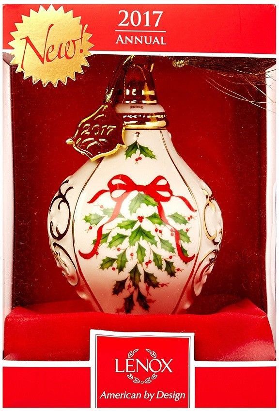 Lenox 2017 Holiday Spire Ornament Annual Holly & Berry Motif 6" Christmas NEW3