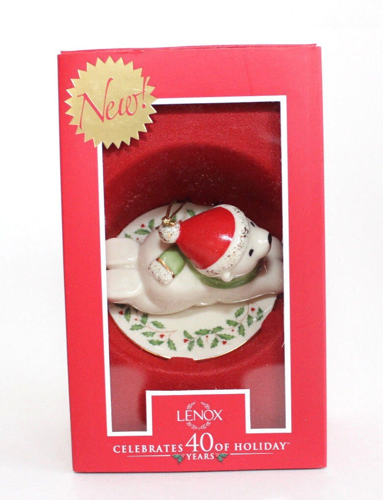 Lenox The Polar Bear Express Ornament Holiday Pattern Saucer Sled Christmas NEW4