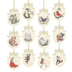 Lenox Twelve Days Of Christmas Ornaments  12PC Set Flat Oval 3 1/8" Large NEW2