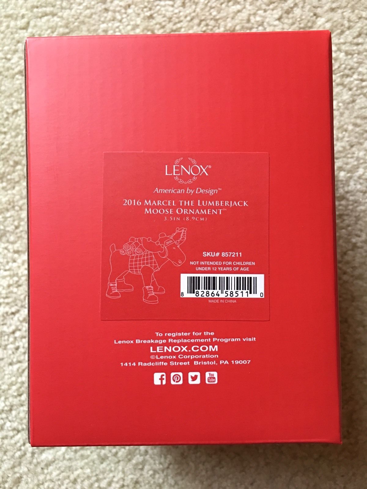 Lenox 2016 The Lumberjack Moose Figurine Ornament Marcel  Annual Work Boots NEW4