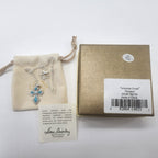 Lenox Turquoise Cross Necklace Blue Topaz Stone Sterling Silver Chain 18" NEW7