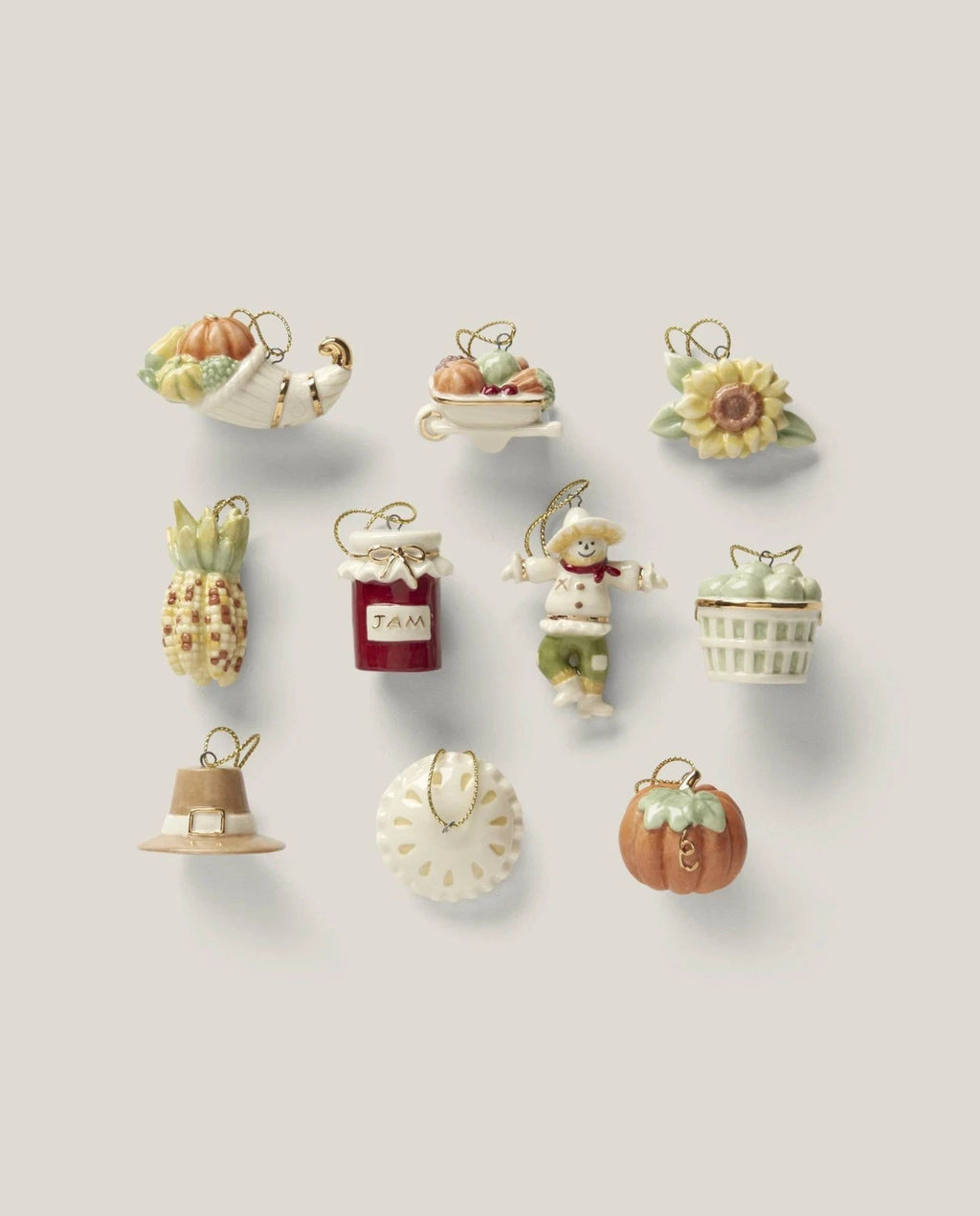 Lenox Autumn Favorites Miniature Tree Ornaments 10 Thanksgiving Pie Pumpkin NEW5