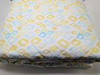 Sferra Geometrico Queen Quilt Aqua Yellow Diamond Cotton Percale Print Italy NEW11