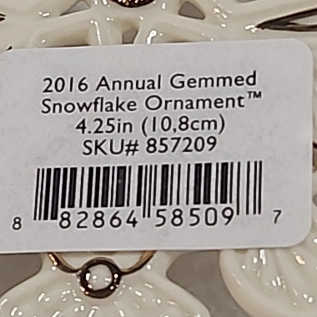 Lenox 2016 Gemmed Snowflake Ornament Annual Green Gold Crystals Christmas NEW3