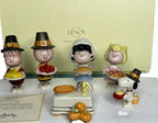Lenox Peanuts Thanksgiving Figurines 6PC Pilgrim Dinner Snoopy Charlie Brown NEW5