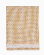 Sferra Vitta Honey Throw Blanket Cashmere Blend Fringed Basket Weave Italy NEW4