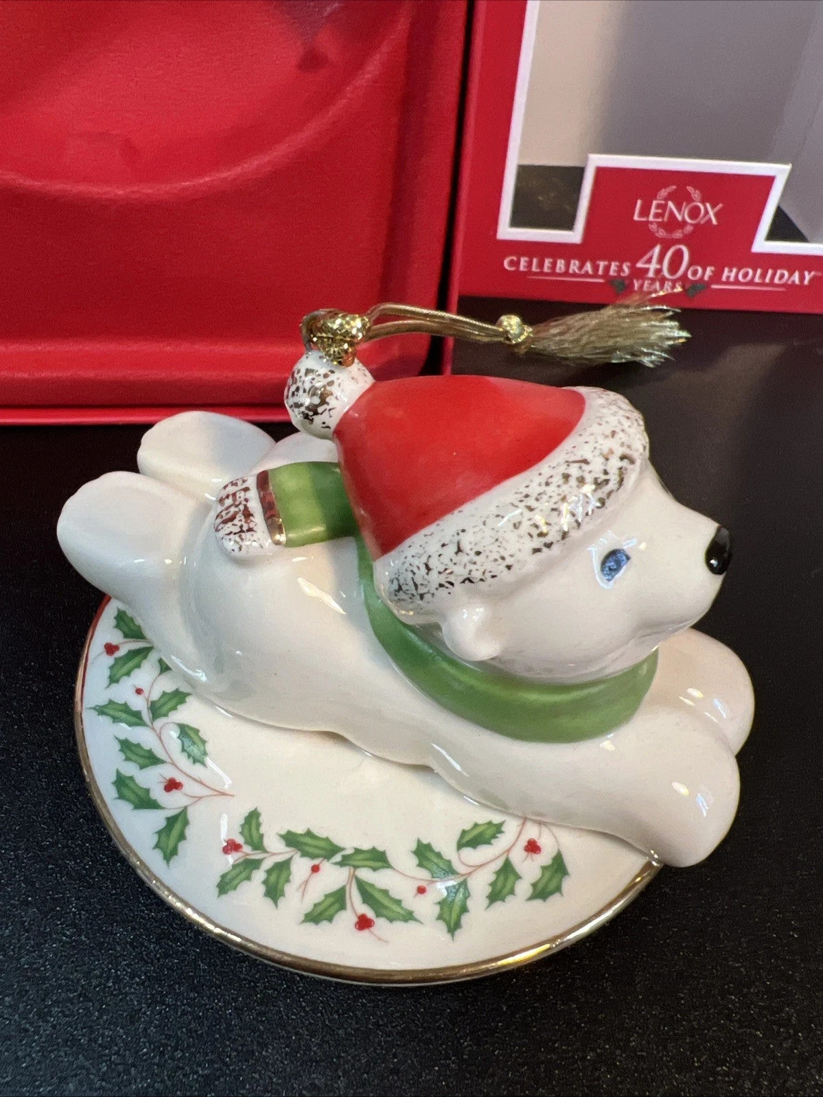 Lenox The Polar Bear Express Ornament Holiday Pattern Saucer Sled Christmas NEW7