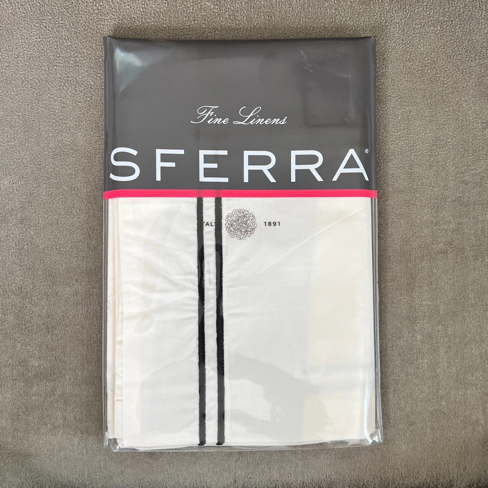 Sferra Grande Hotel Boudoir Sham Egyptian Percale White/Black Double Stitch New5