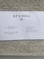 Sferra Veroli Khaki King Coverlet Textured Tile Motif 100% Cotton Italy NEW8