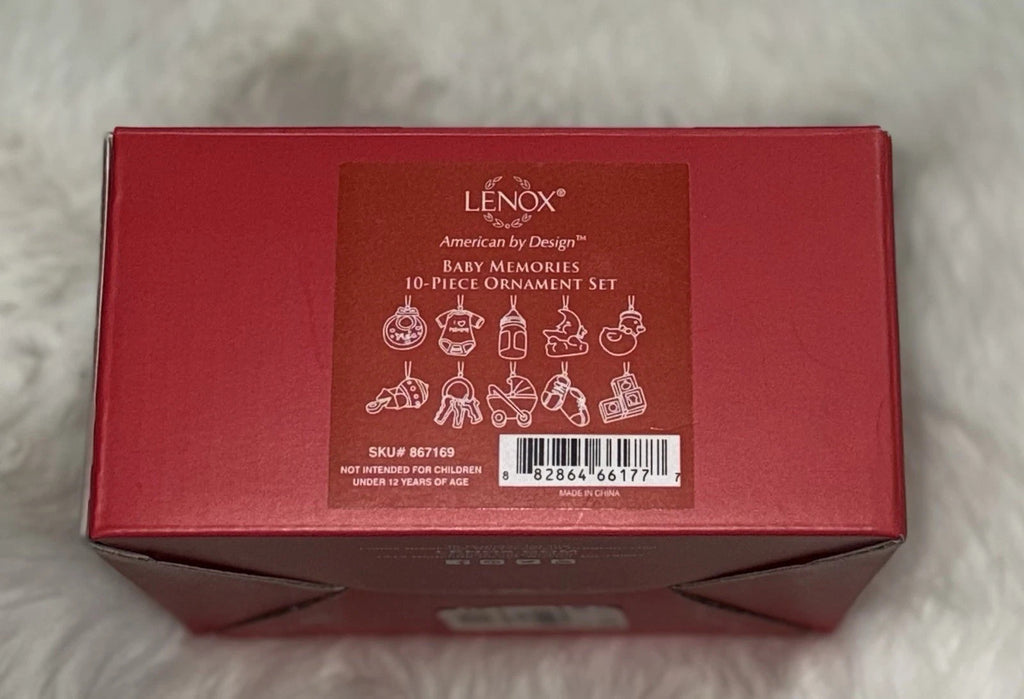Lenox Baby Memories Mini Tree Ornaments Set 10 Booties Rattle Blocks Bottle NEW10