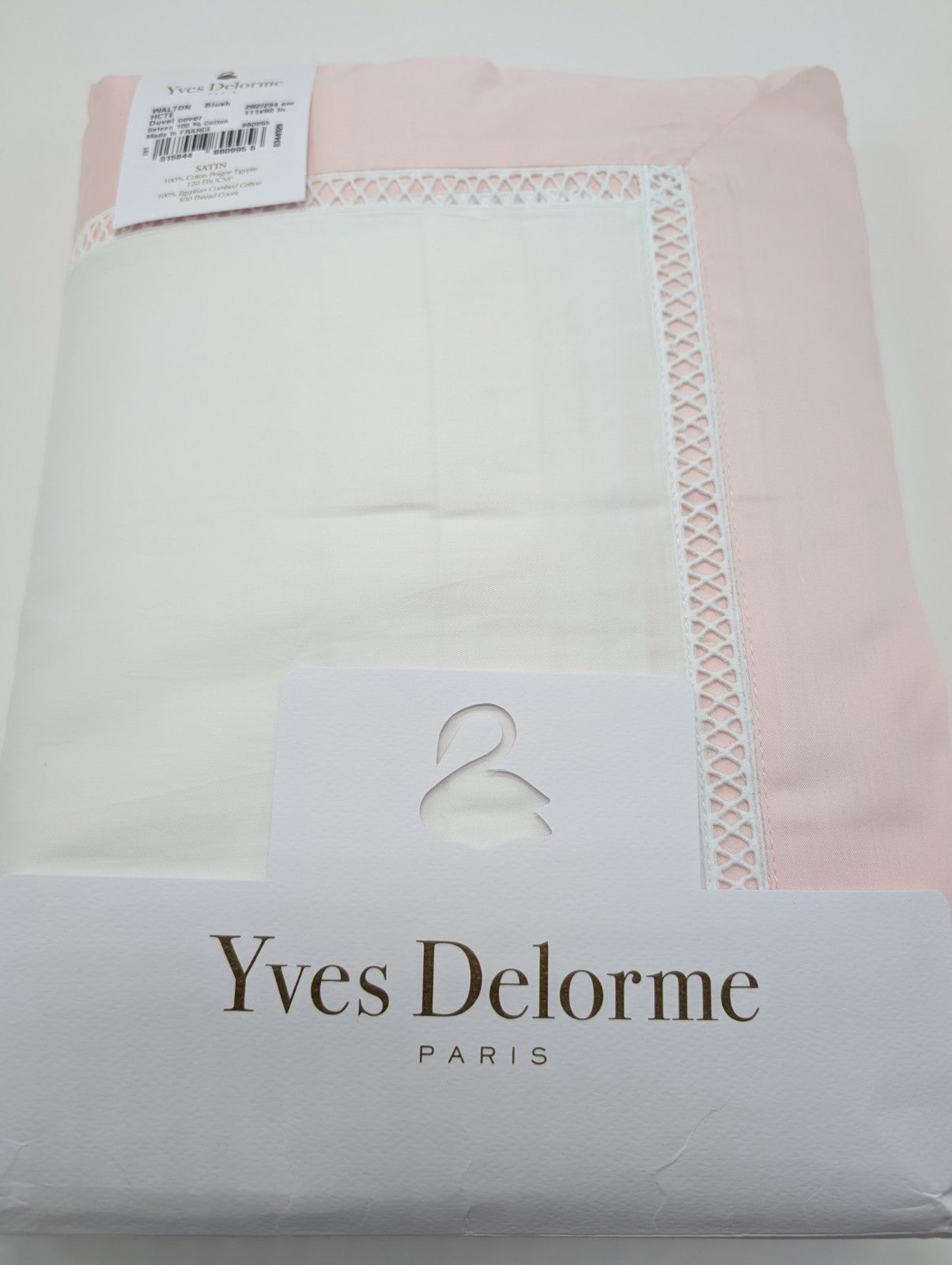 Yves Delorme Walton White  King Duvet Set 3PC  Blush Insert Egyptian Cotton NEW9