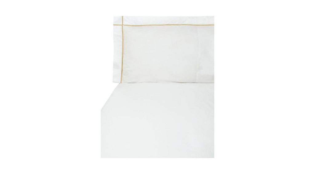 Yves Delorme Athena Queen Duvet Set 3PC Tan Stripes Egyptian Percale 500TC NEW7