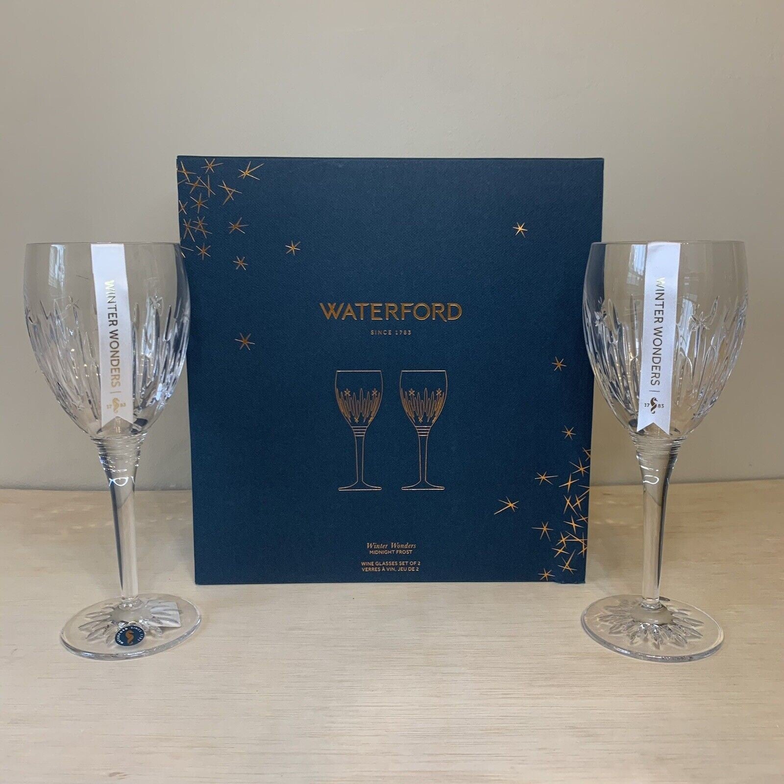Waterford Crystal Winter Wonders Wine Glasses Midnight Frost 1059648 NEW IN BOX4