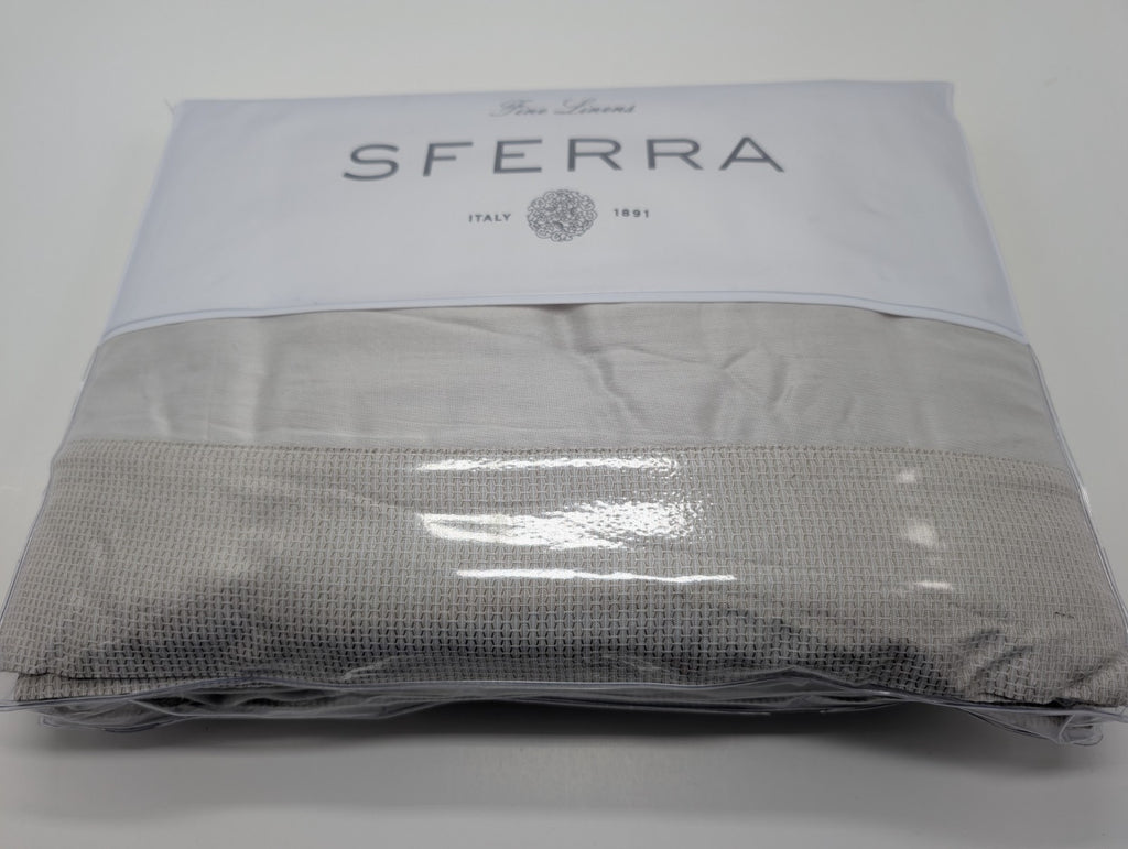 Sferra Carlotta Taupe Queen Duvet Textured Cuff Cotton Sateen Jacquard Italy NEW8