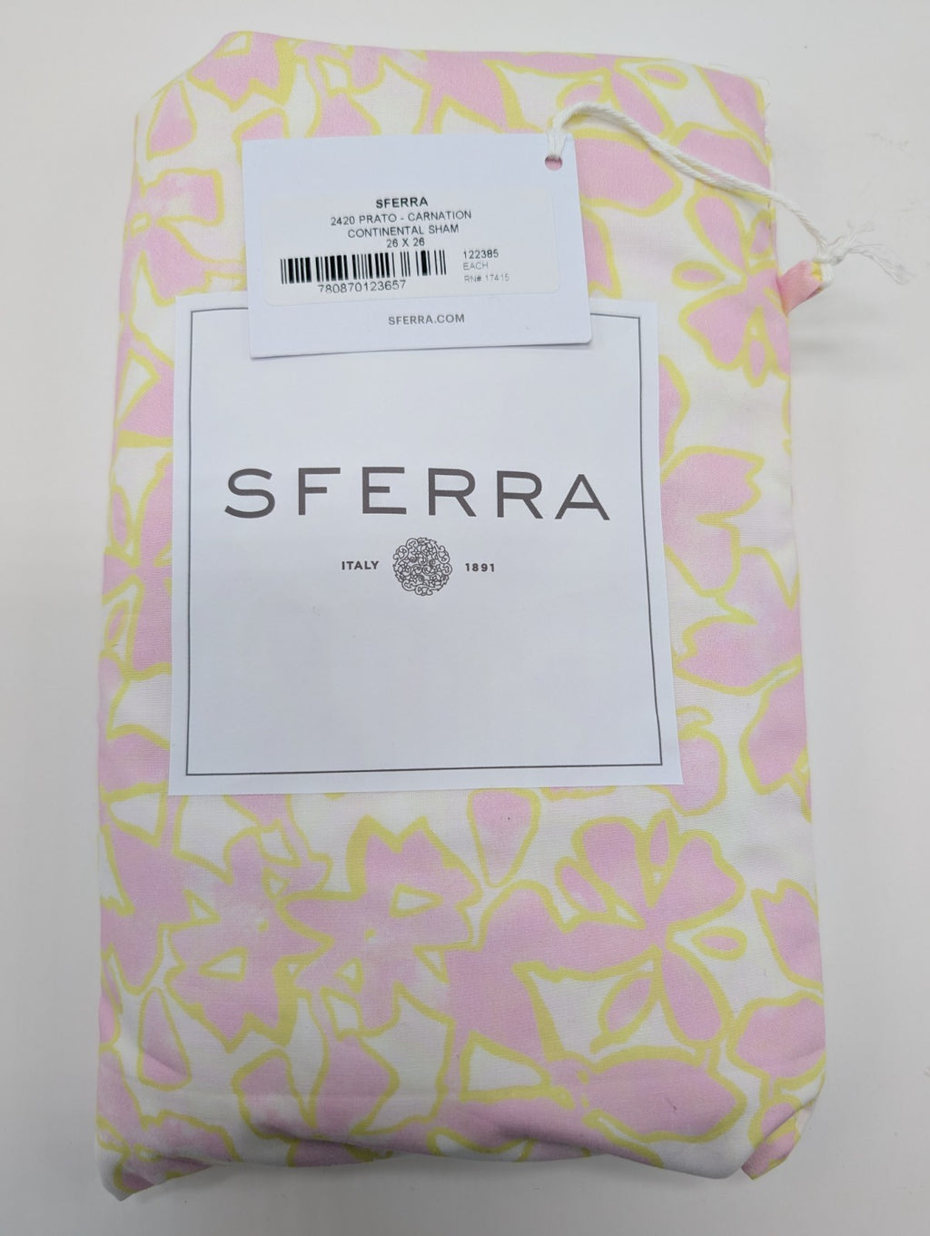 Sferra Prato Euro Continental Shams 2 Pink Yellow Carnation Cotton Percale Print12