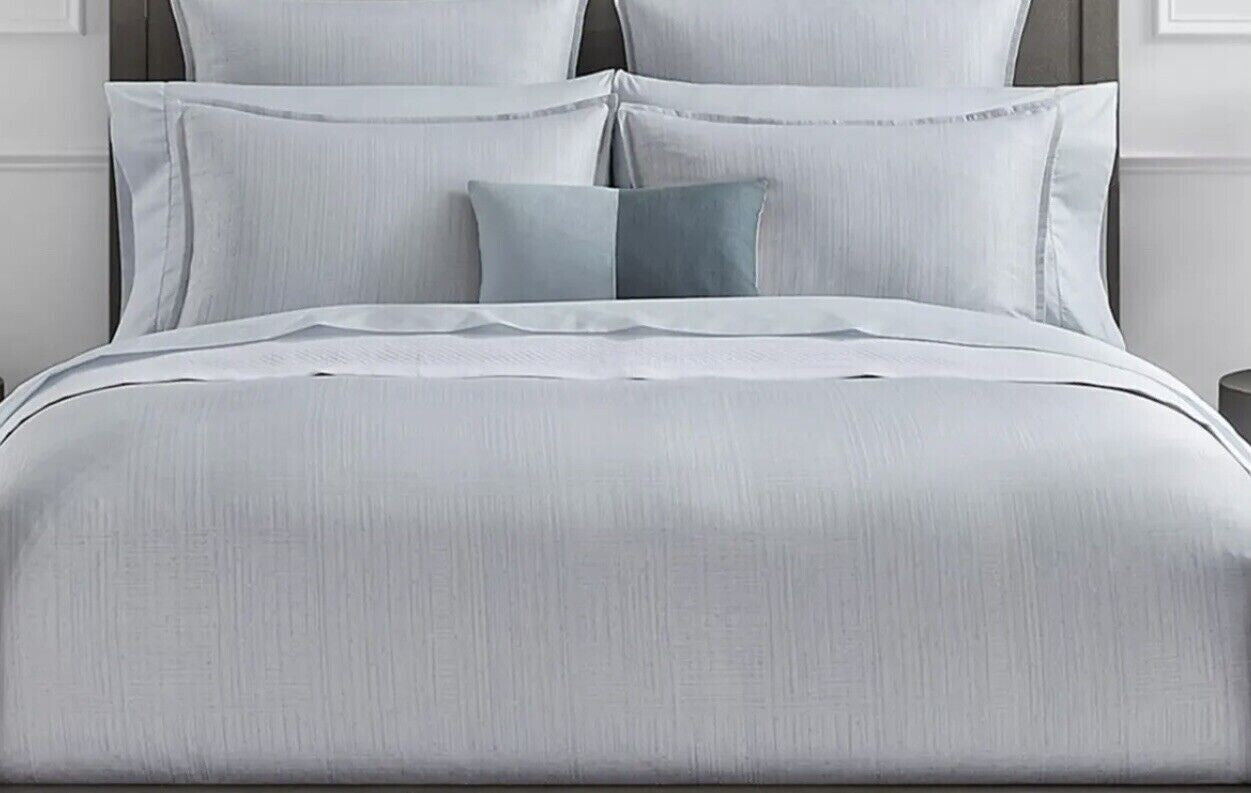 Sferra Modelli Aquamarine Queen Duvet Set 3PC Cotton Jacquard Reverses Italy NEW2