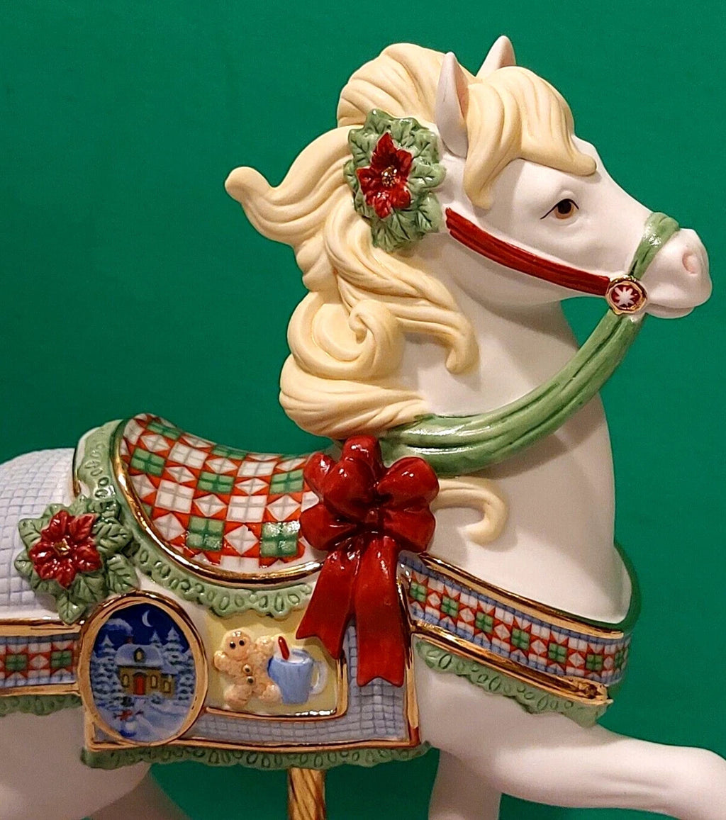 Lenox 2014 Christmas  Carousel Horse Gingerbread Figurine Annual Poinsettias NEW7