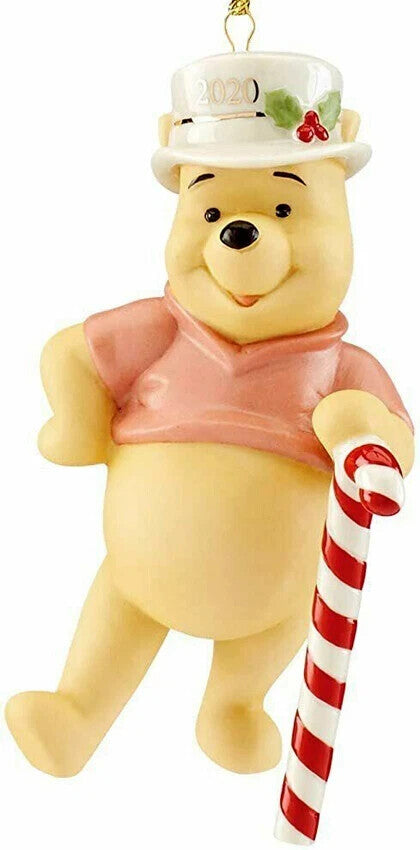 Lenox Disney 2020 Winnie The Pooh Figurine Ornament Christmas Cheer Cane NEW0