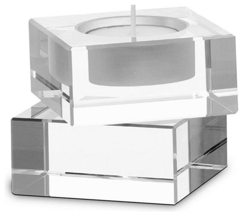 Baccarat Crystal Intangible Candlestick Holder Cubed Aric Levy 3.5" France NEW0