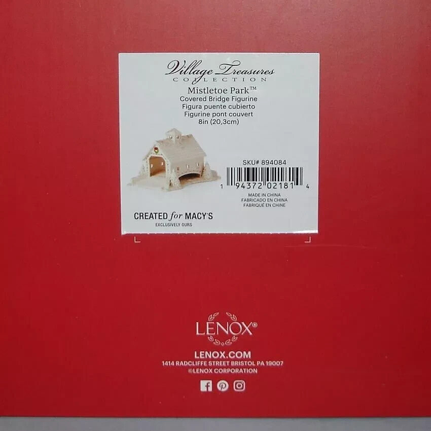 Lenox Mistletoe Park Covered Bridge Figurine Village Treasures Christmas NEW6
