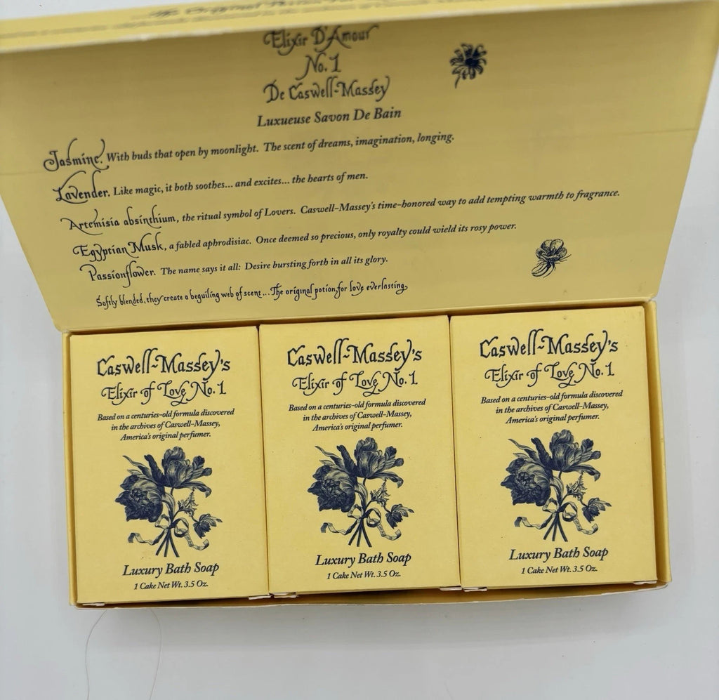 Caswell Massey Elixir of Love No. 1 Luxury Bath Soap 3 Bars 3.5 oz Each Gift NEW13