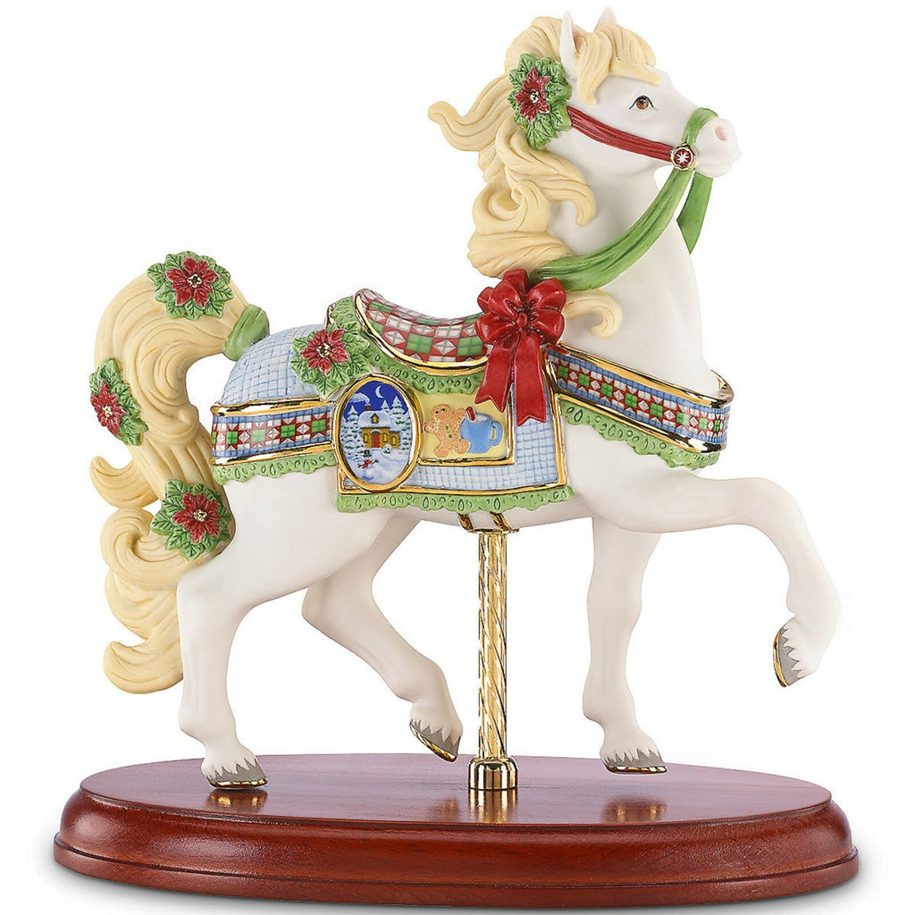 Lenox 2014 Christmas  Carousel Horse Gingerbread Figurine Annual Poinsettias NEW2