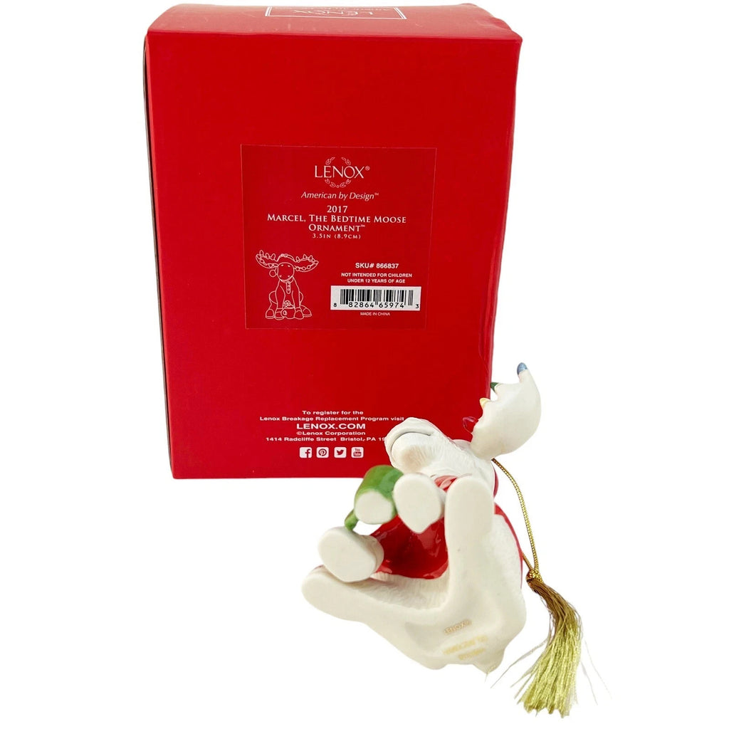 Lenox 2017 Bedtime Moose Ornament Figurine Annual Marcel Pajamas Christmas NEW5