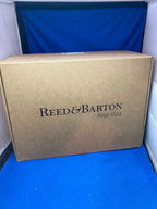 Reed & Barton Melrose Beige Jewelry Box Shagreen Leather Section Suede Tray NEW4