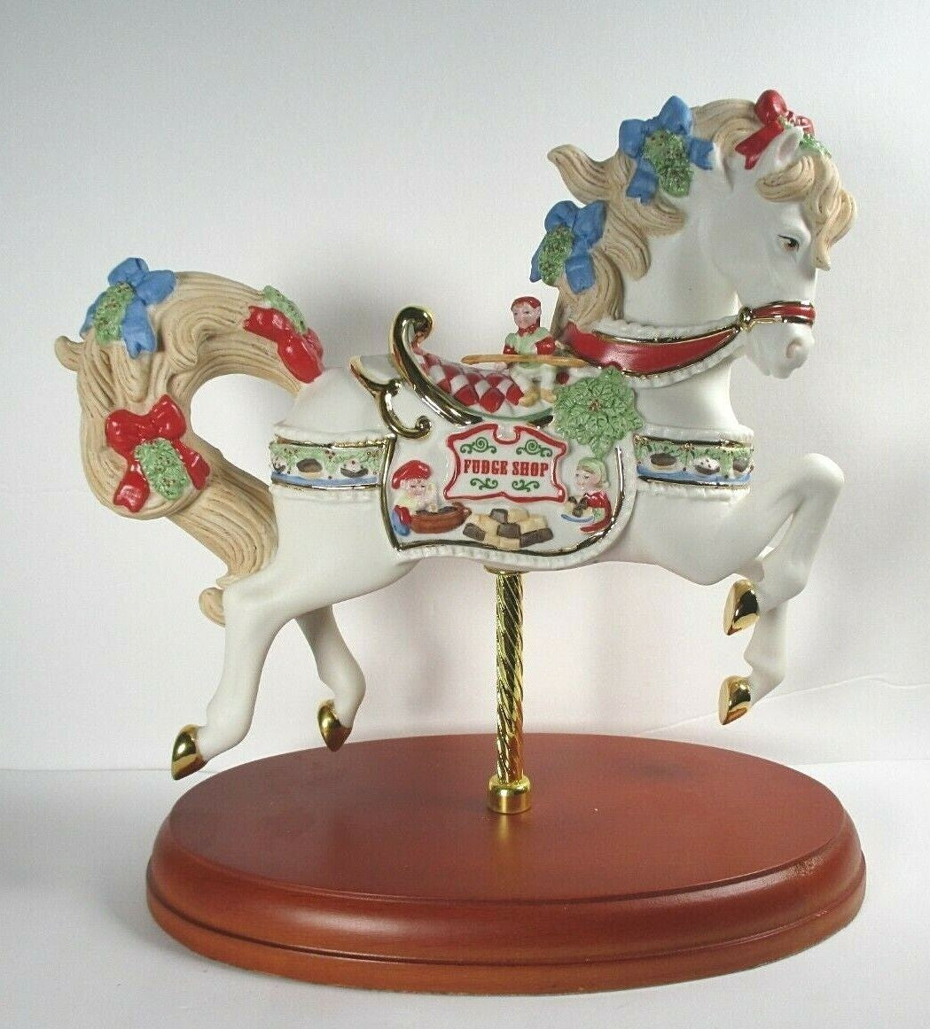 Lenox 2018 Carousel Horse Figurine Santa's Fudge Shop Christmas Elf Jockey NEW1