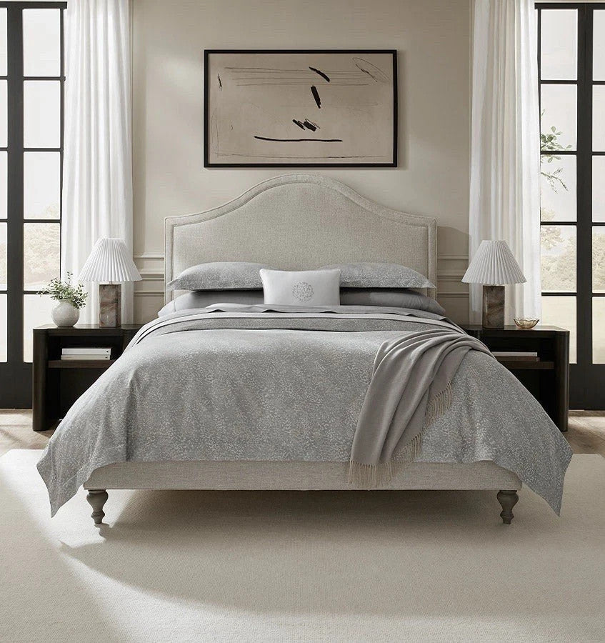Sferra Bione Grey Queen Duvet Textured Pattern Cotton Sateen Jacquard Italy NEW4