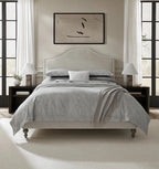 Sferra Bione Grey Queen Duvet Textured Pattern Cotton Sateen Jacquard Italy NEW4