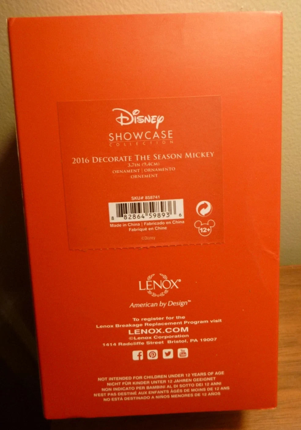 Lenox Disney 2016 Mickey Figurine Ornament Mouse Annual Decorate The Season NEW3