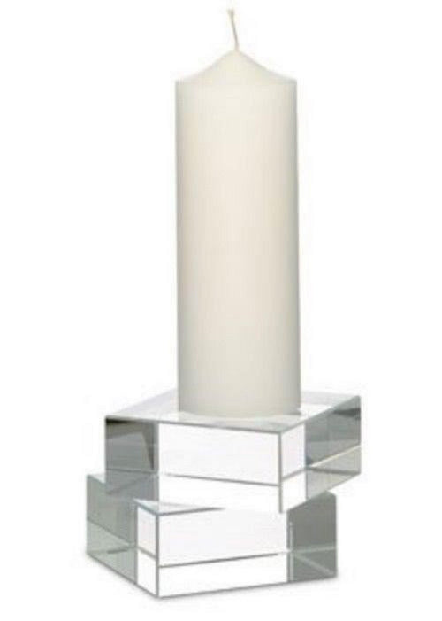 Baccarat Crystal Intangible Candlestick Holder Cubed Aric Levy 3.5" France NEW1