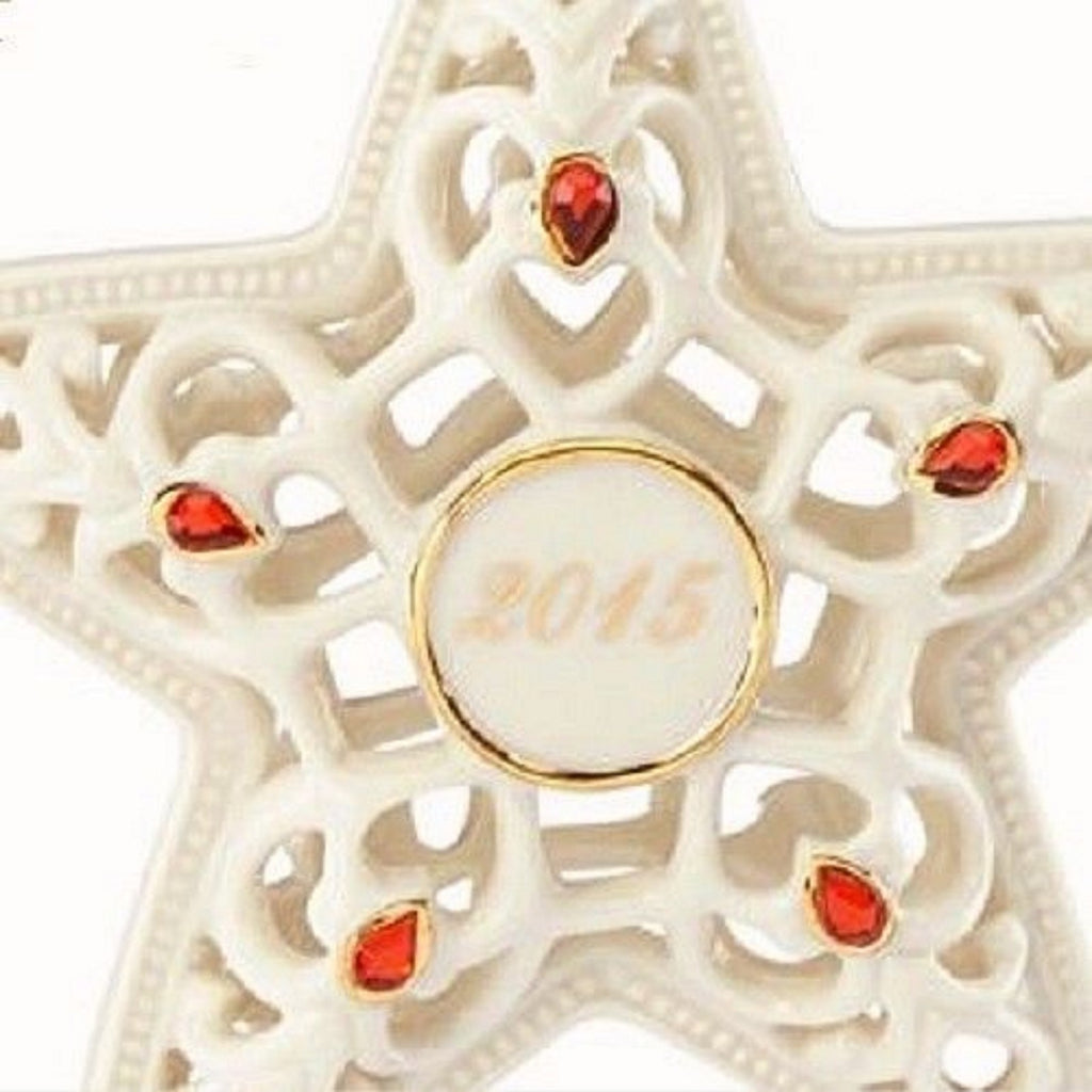 Lenox 2015 Radiant Star Ornament Annual Pierced Red Crystals Christmas RARE NEW0