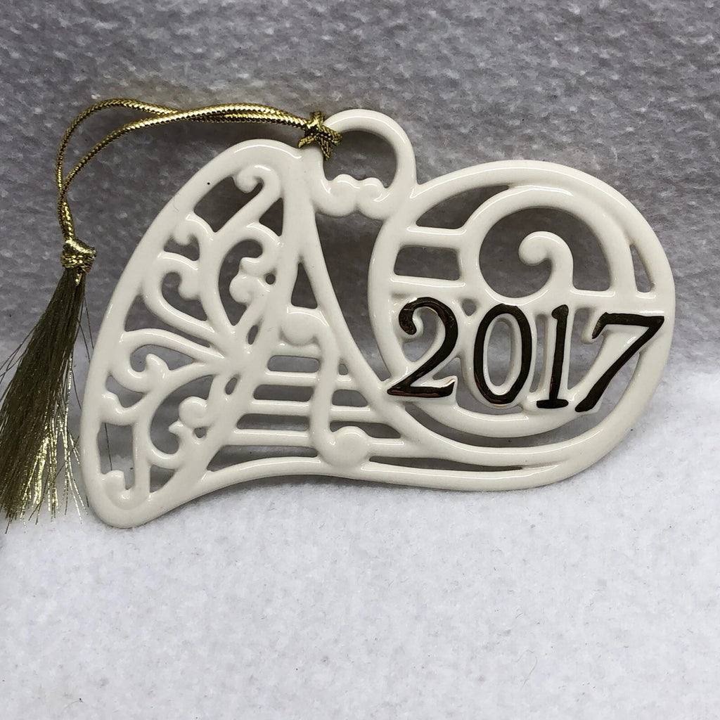 Lenox 2017 French Horn Ornament Annual A Year To Remember Pierced Christmas NEW3